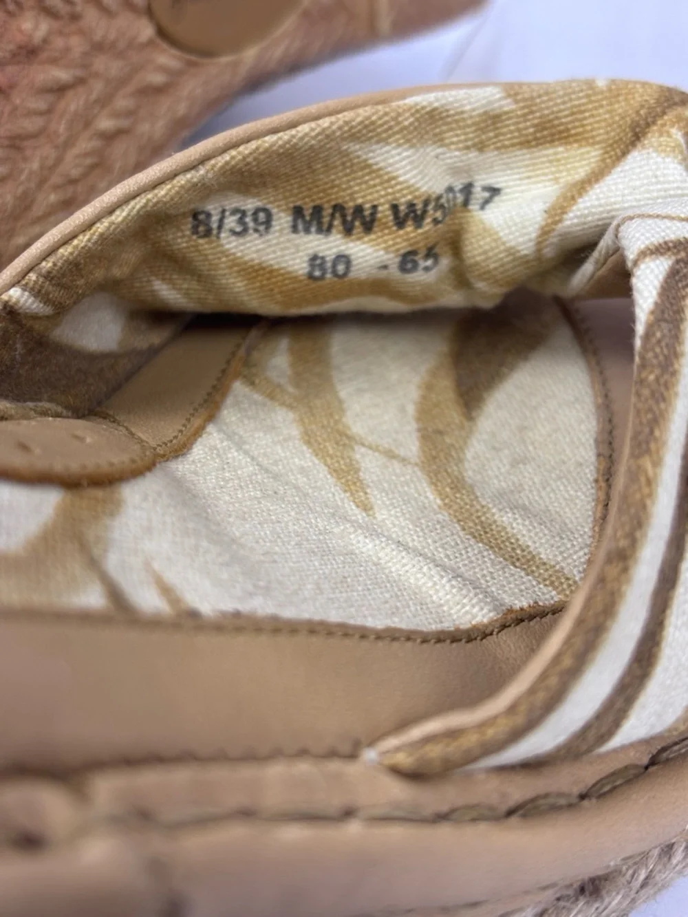 Born Drilles Espadrille Wedge Slide Sandals Leather Fabric Boho Slip-On Tan 8 - Picture 13 of 16